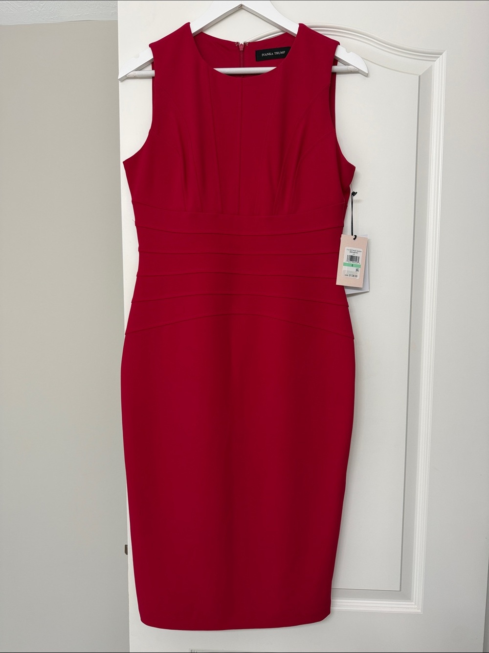 Ivanka Trump Sleeveless Midi Dress in Deep Red
